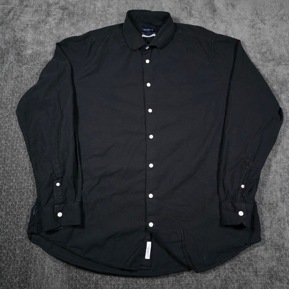 Mr Marvis Amsterdam Blackjacks Shirt Mens 2XL XXL Black Organic Cotton Button Up